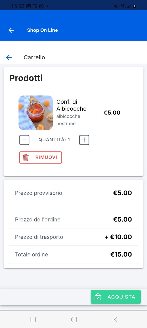 Il carrello con i prodotti scelti.