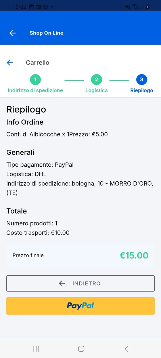 Riepilogo e pagamento.
