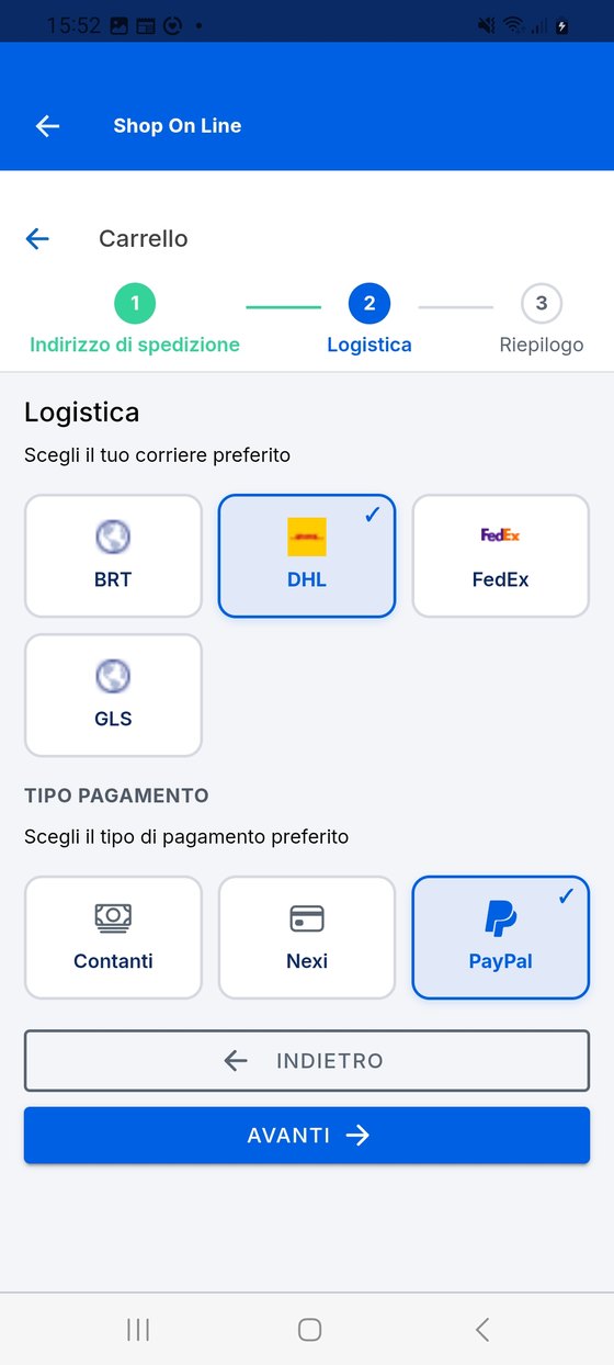 Sceglie ritiro o spedizione.