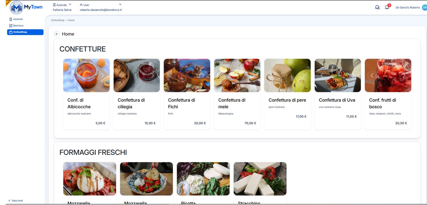 Il catalogo prodotti, organizzato per categorie con foto e prezzi.