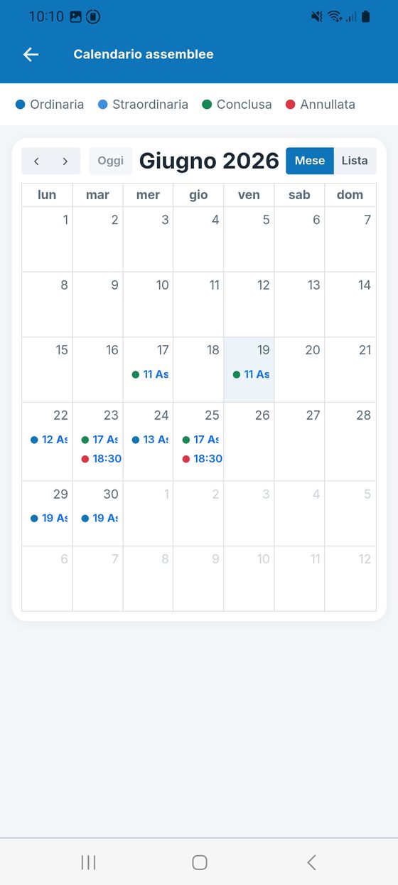 Calendario mensile delle assemblee.