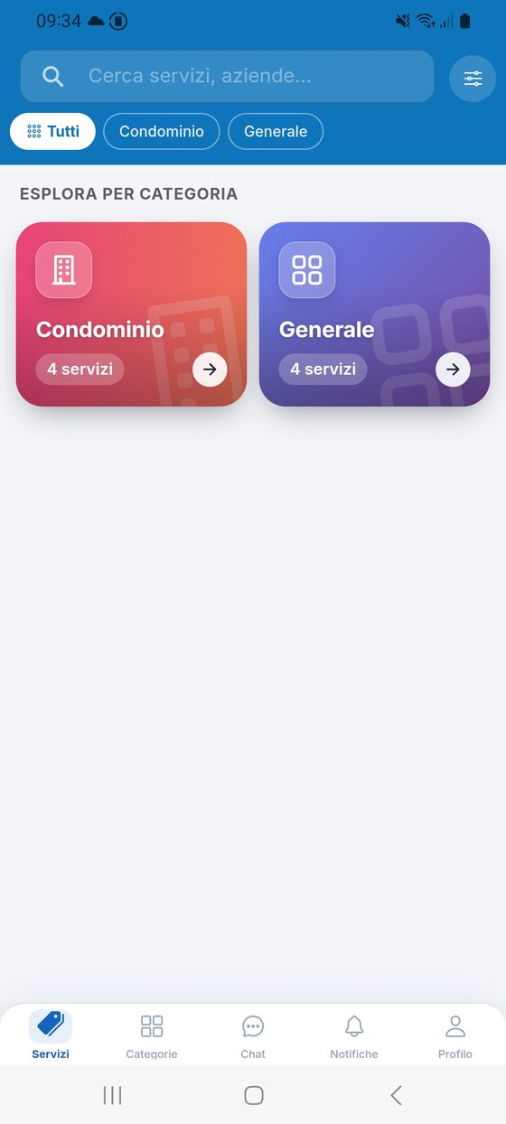 Home: esplora i servizi per categoria.