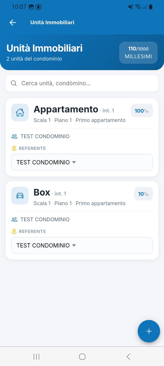 Unità immobiliari con millesimi.
