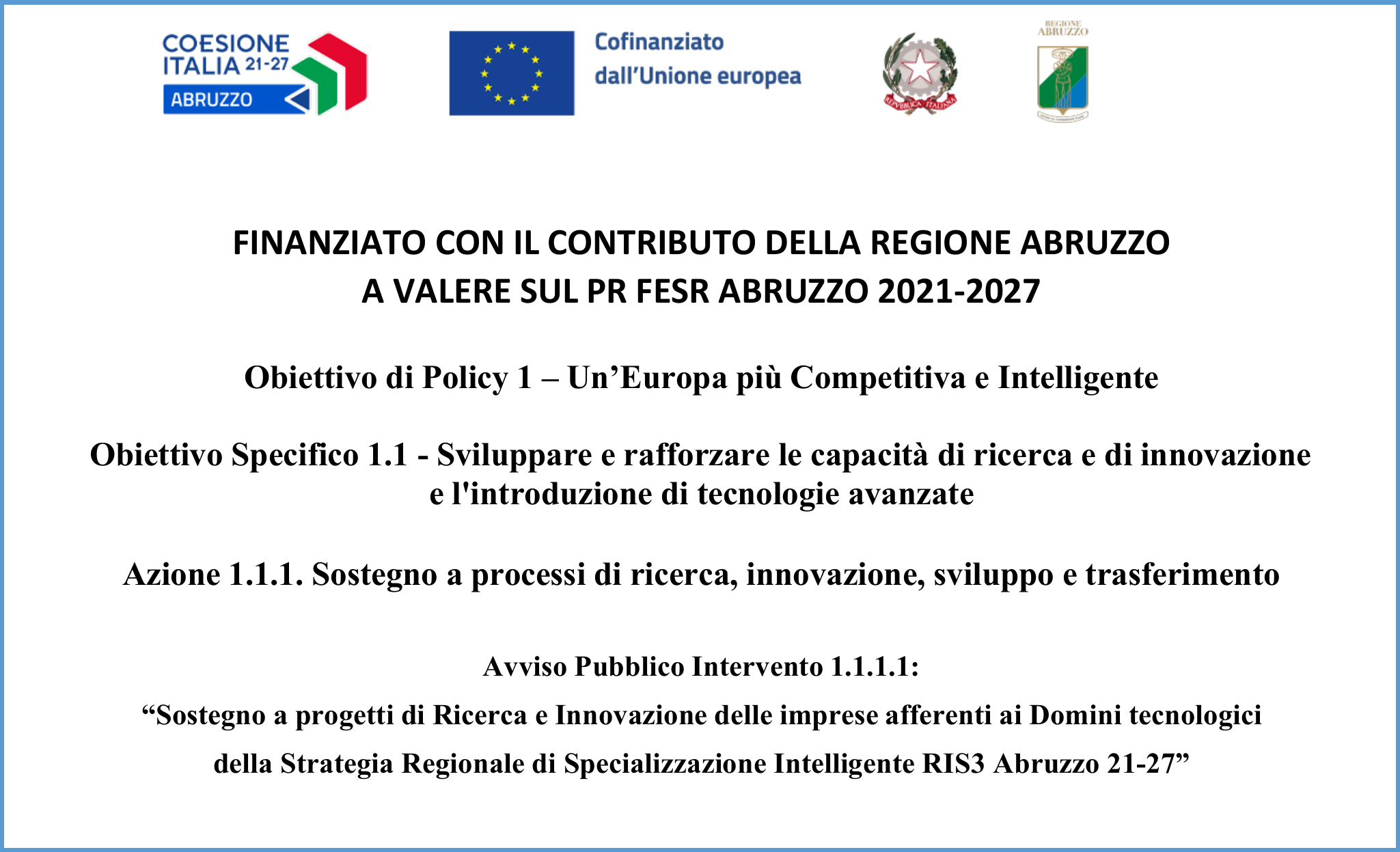 Targa del contributo della Regione Abruzzo — PR FESR Abruzzo 2021-2027