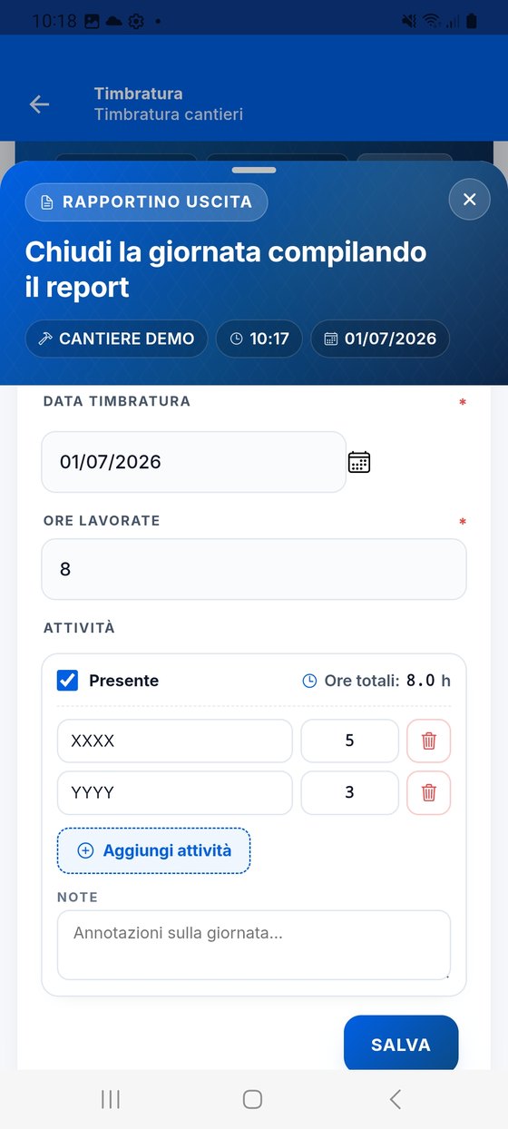 Rapportino: ore lavorate per attività.