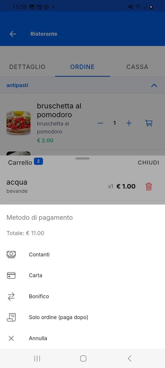 Sceglie il metodo di pagamento.