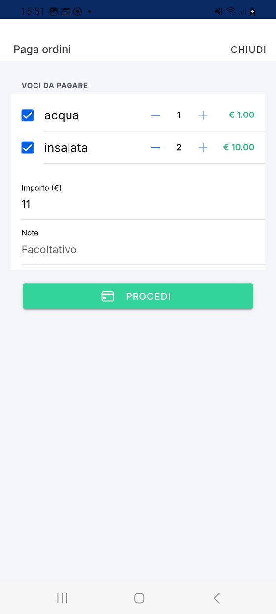 Paga in app, anche con conti separati.