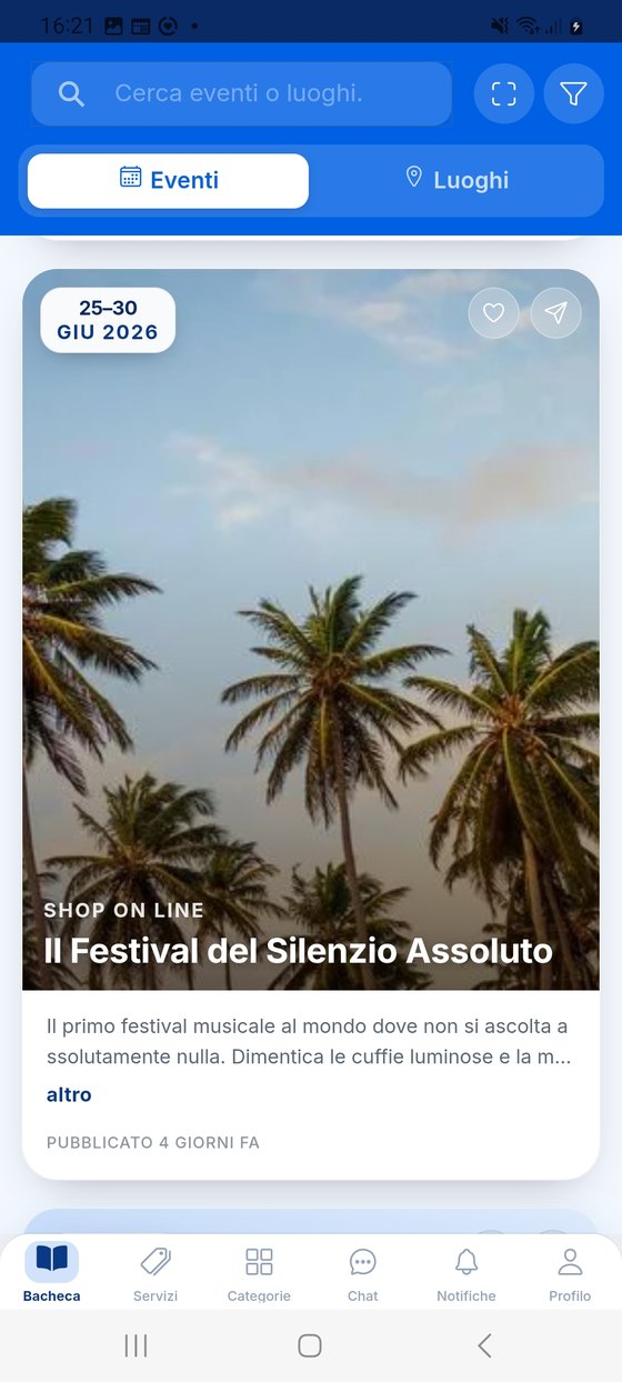 Gli eventi del territorio con date e dettagli.